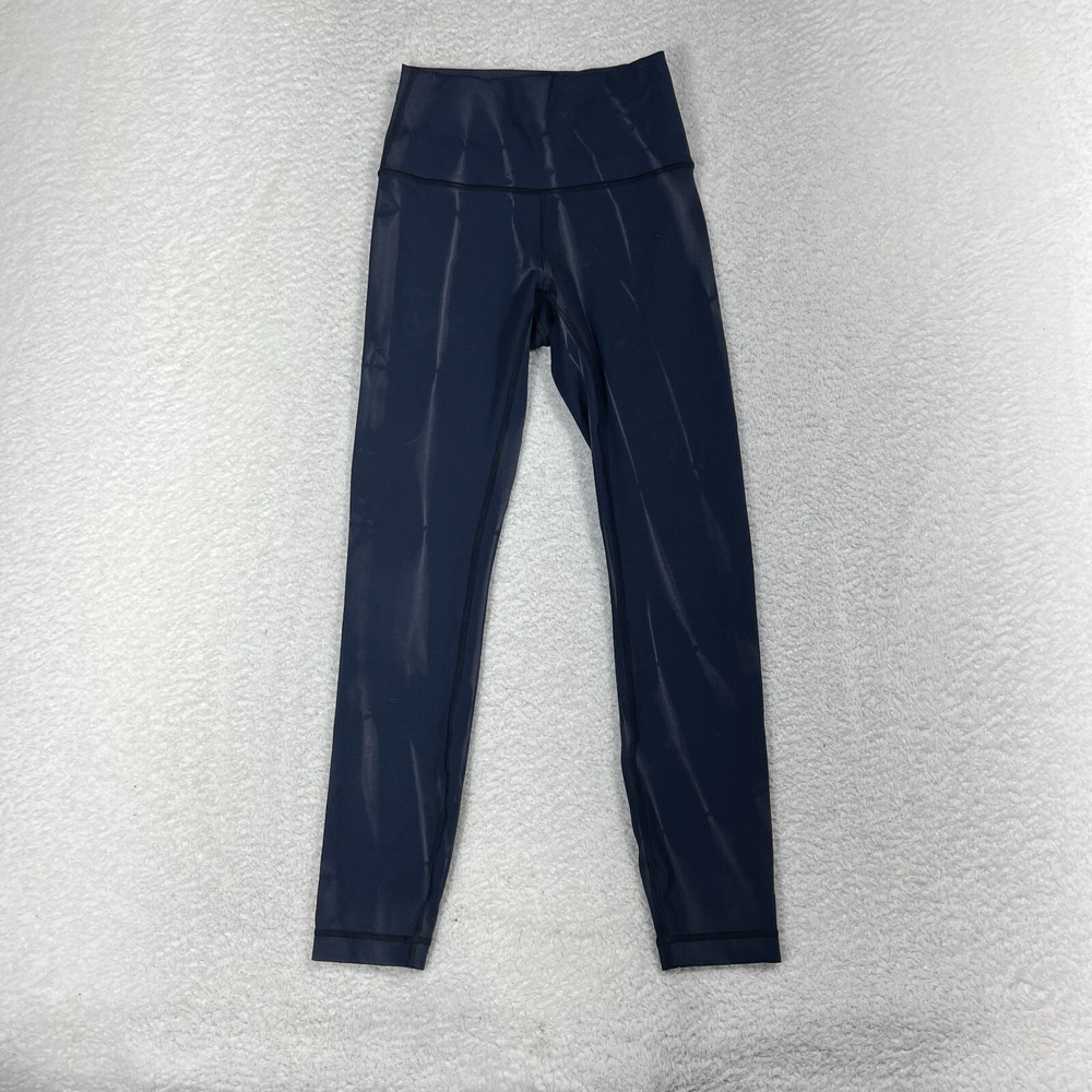 Lululemon In Movement Leggings Women's 4 Linear Spray Dye W22x25 Garnet Navy